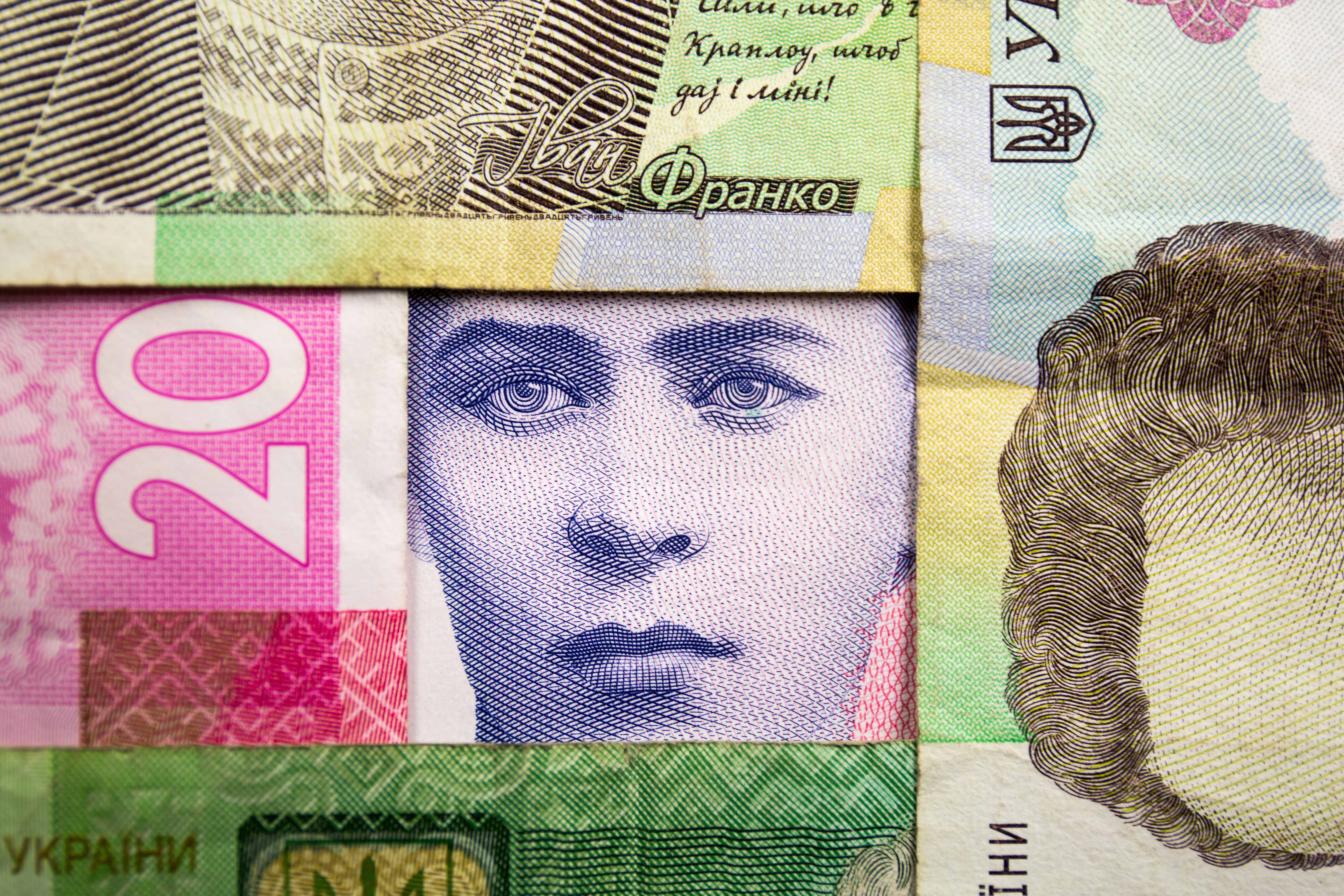 Колаж з банкнот гривні